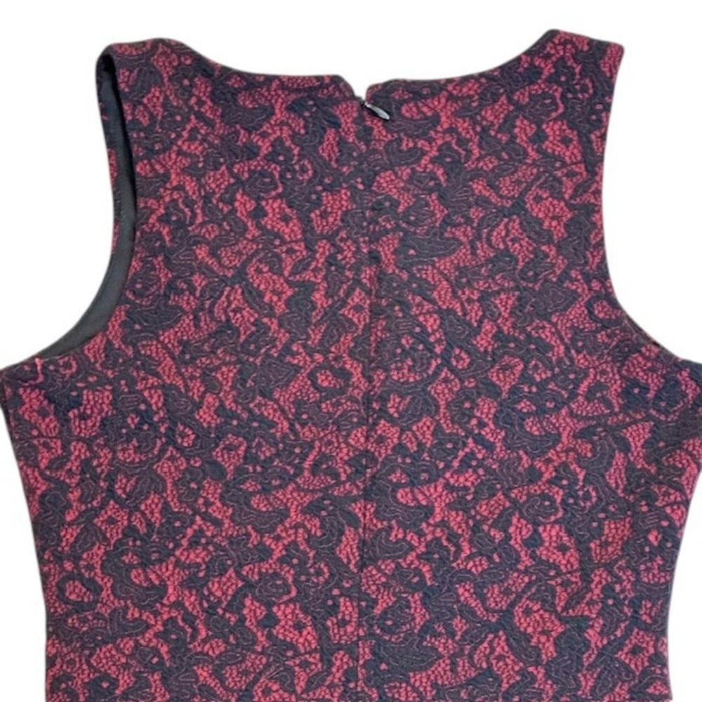Michael Kors Bodycon Dress Sleeveless V-Neck Burgundy Black Pattern Lace Size 2 - Picture 11 of 16